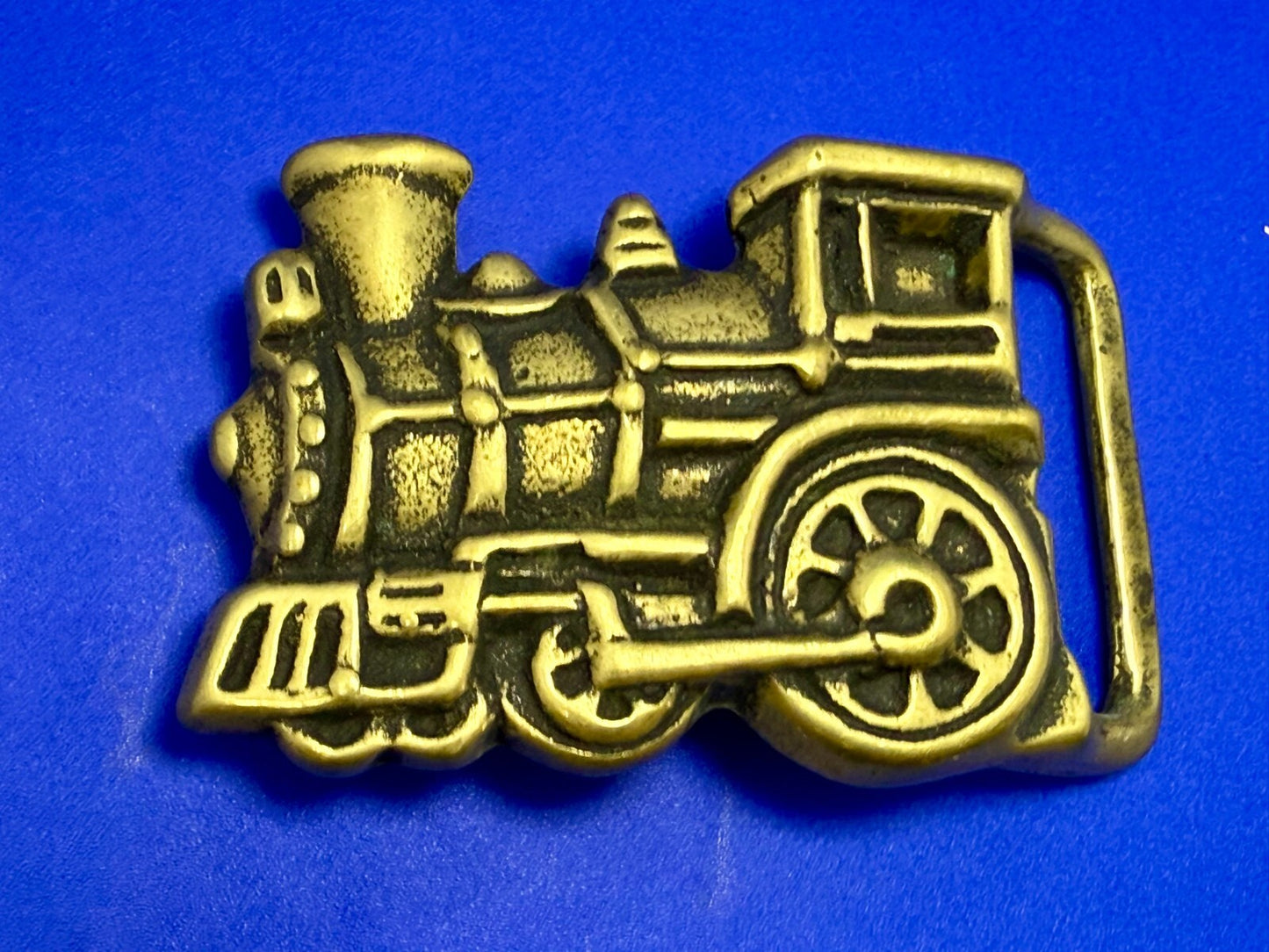 Toy Railroad Steam Engine Locomotive Train Cutout Solid Brass Belt Buckle