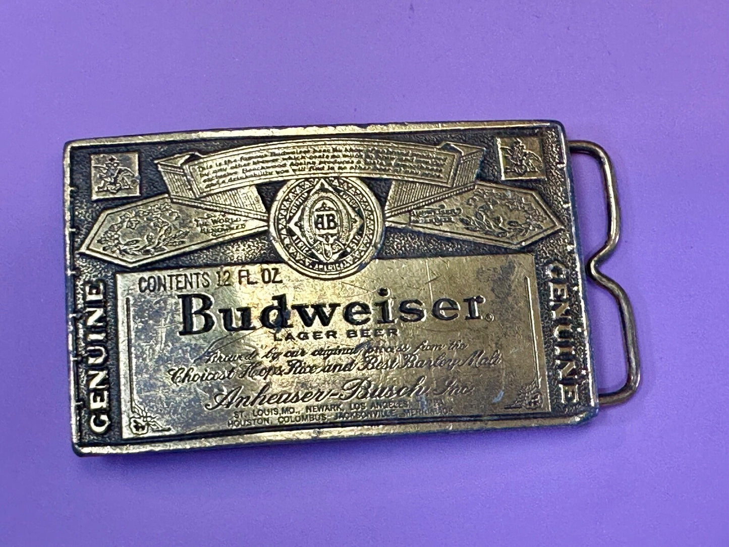 Vintage Budweiser A-168 Beer Company Brass Tone Add Belt Buckle