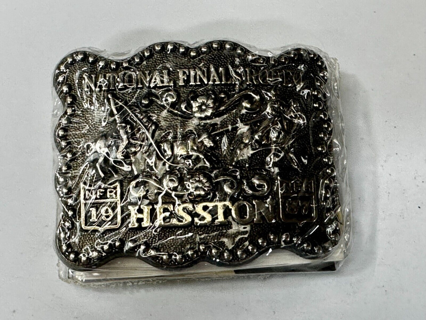 1987 Hesston National Finals Rodeo NFR Rodeo Cowboys NOS Western Belt Buckle