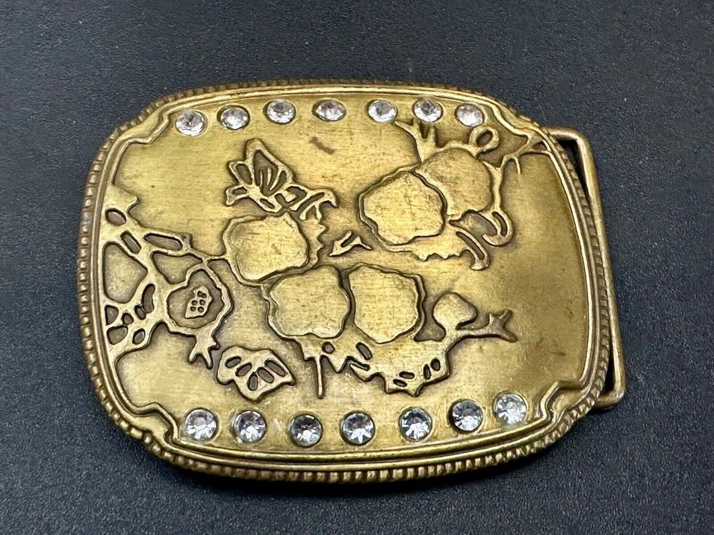 ABSTRACT Art - Butterfly tree? Vintage Rhinestone accented Belt Buckle