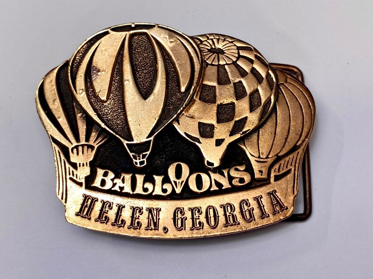 VINTAGE 70's HOT AIR Balloons Belt Buckle Helen Georgia Collectible Belt Buckle