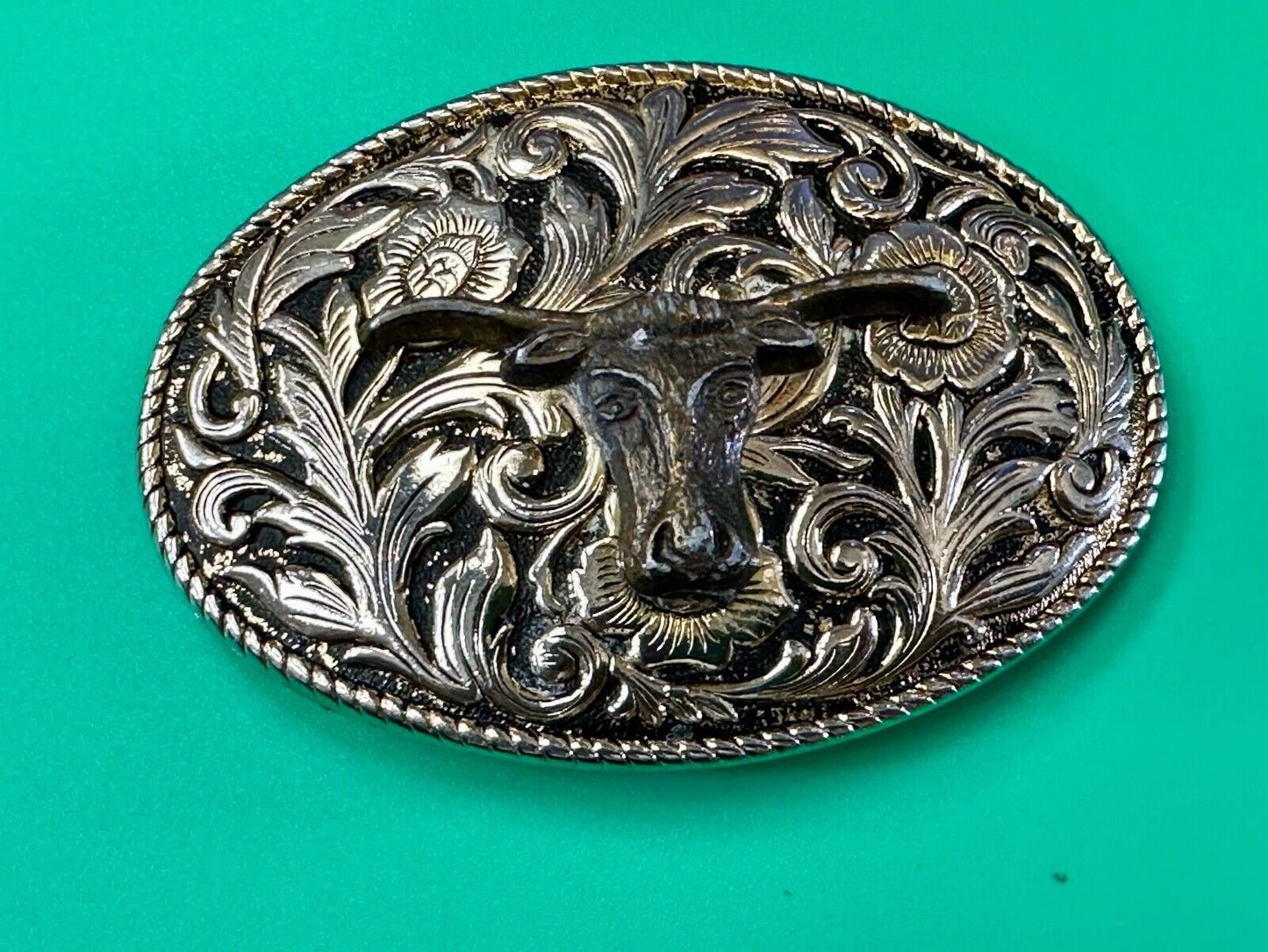 The Longhorn cow steer - cowboys cowgirls western Vintage belt buckle to restore