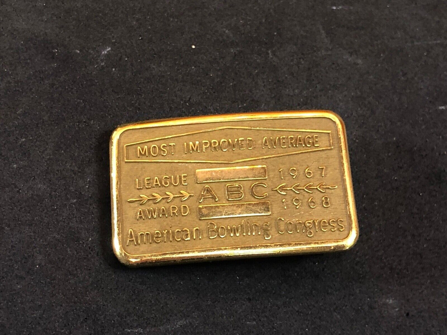 Vintage ABC Most Improved Average Bowling Award belt buckle
