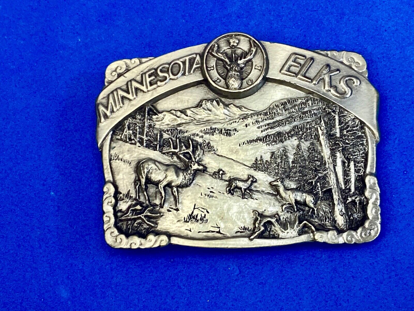 Vintage 1985 The Great State of Minesota - Elks club commemorative belt buckle