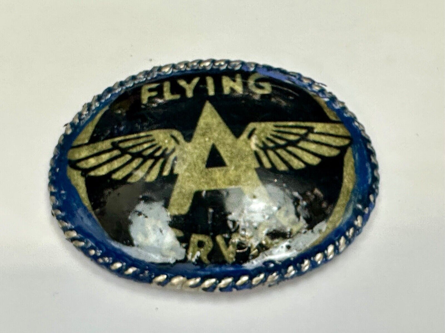A W/ wings - Pilot's Airplane Flying Service large custom Vintage belt buckle