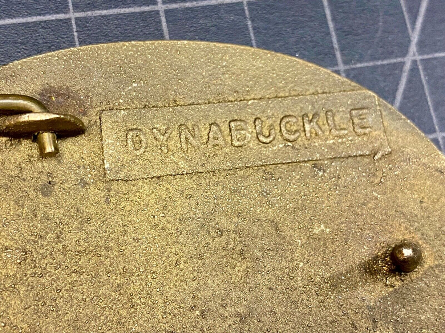 Vintage Rockmount Research And Alloys Company Brass Belt Buckle By Dynabuckle