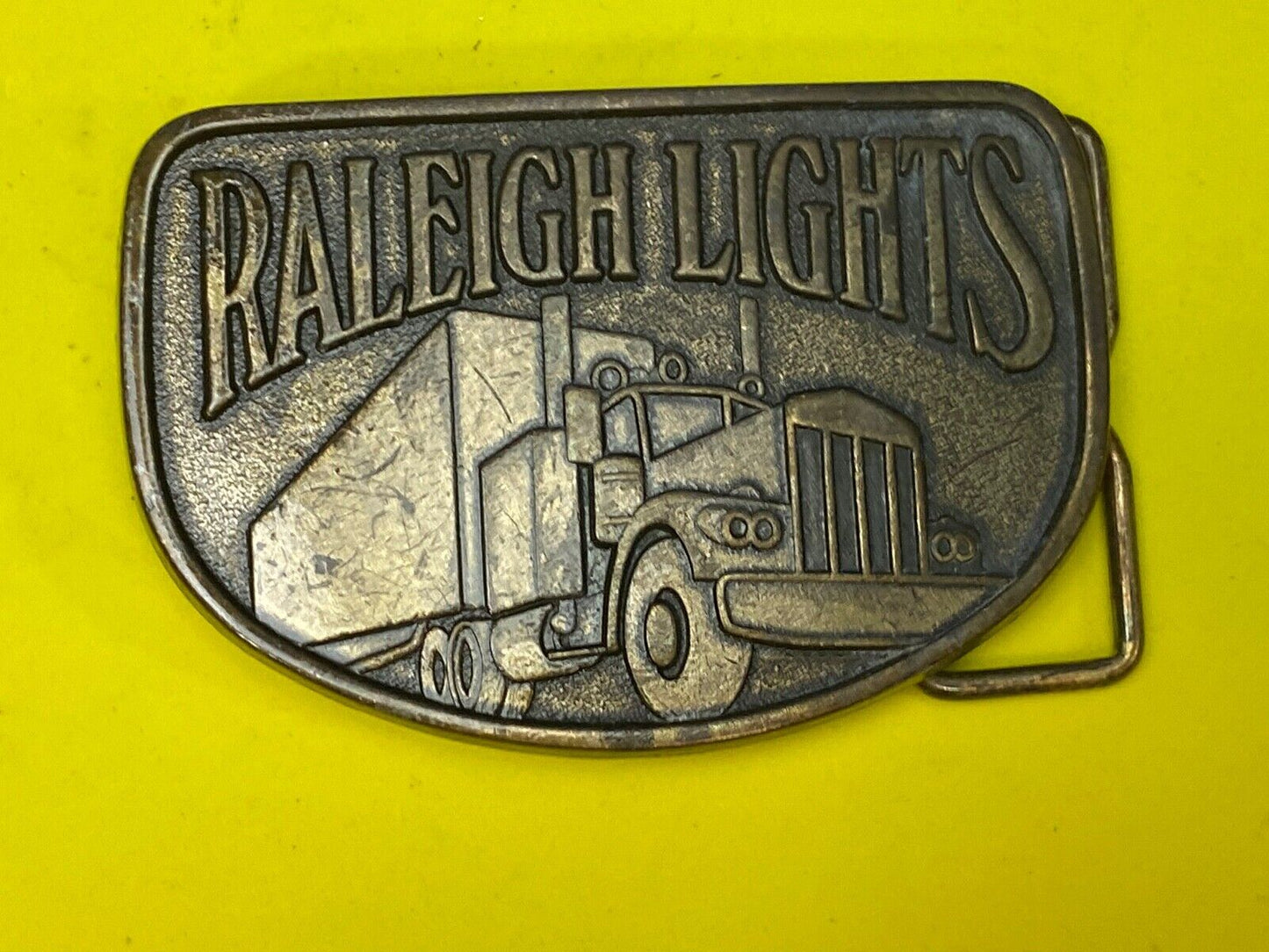 Vintage 80'S? Raleigh Lights Belt Buckle Cigarette Advertising Trucker