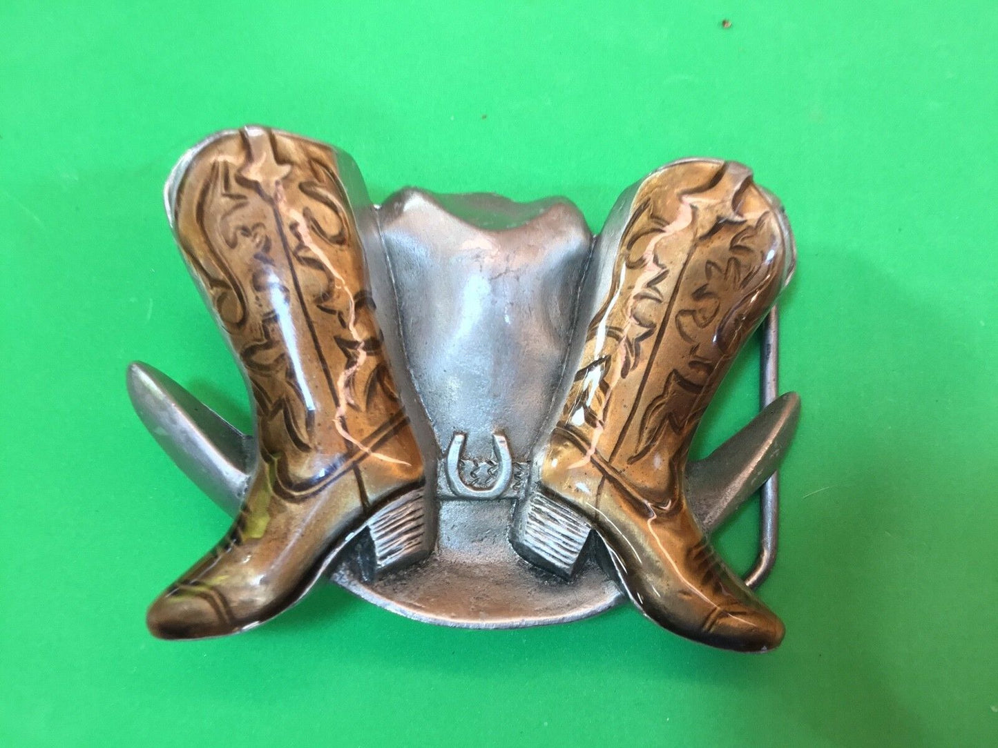 1995 Gap Cowboy Hat & Boots Western, rodeo Horse Shoe Belt. QUALITY!