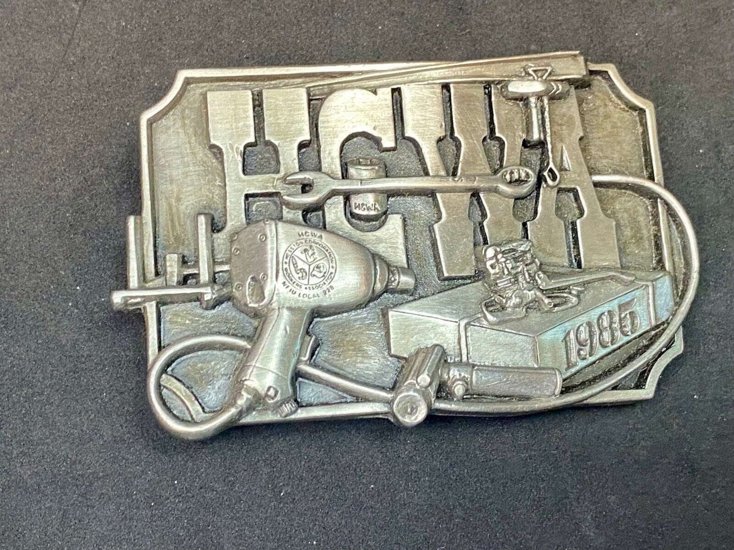 1985 Hcwa Hesston Corp Workers Association Commemorative Belt Buckle