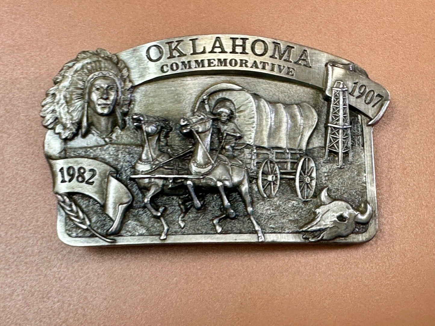 1982 Oklahoma State Commemorative Series limited belt buckle by Arroyo Grande