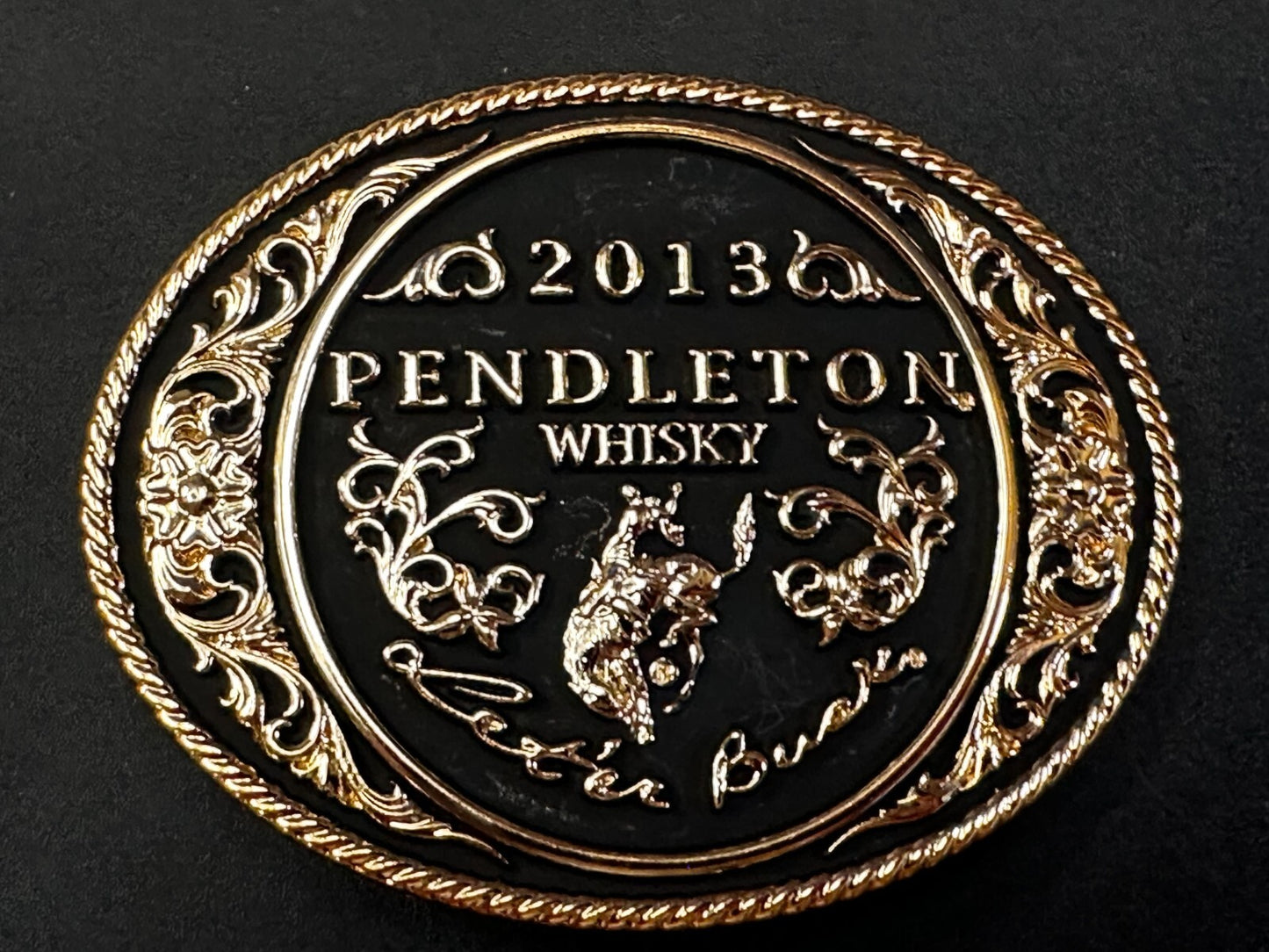 2013 Pendleton Whiskey Let'er Buck Rodeo Cowboy Montana Silversmiths Belt Buckle