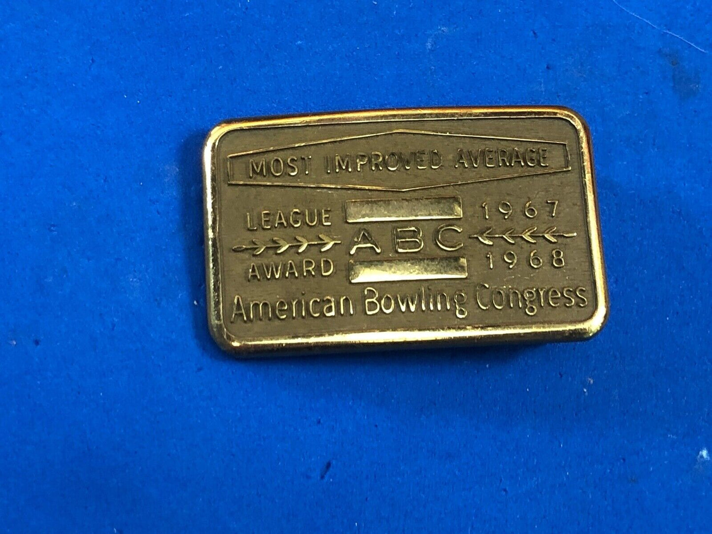 Vintage ABC Most Improved Average Bowling Award belt buckle