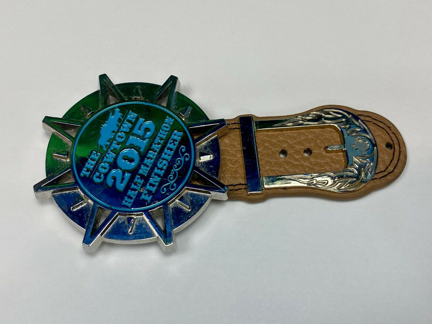 The Cowtown 2015 Half Marathon Finisher Belt Buckle - Fort Worth Texas Race