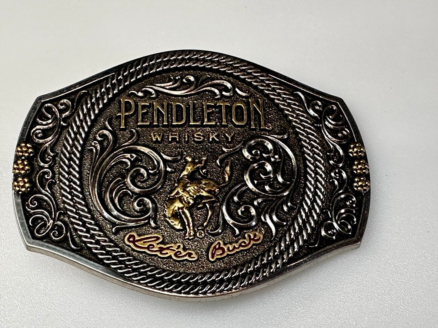 2021 Pendleton Whiskey Let'er Buck Rodeo Cowboy Montana Silversmiths Belt Buckle