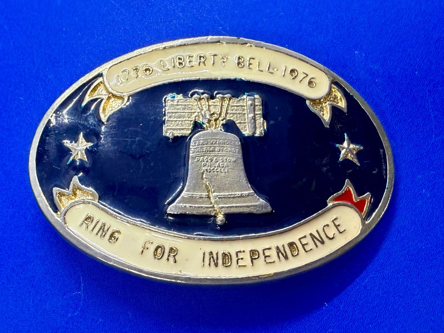 Bicentennial 1776-1976 Liberty Bell Ring Independence Commemorative Belt Buckle