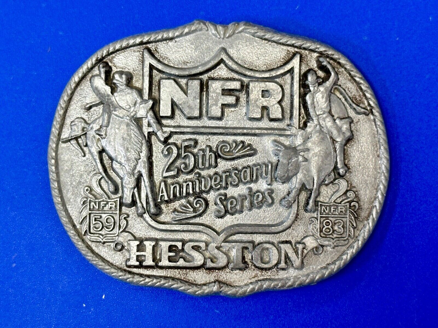 1983 Hesston National Finals Rodeo 25th Anniversary Adult Collectors Belt Buckle