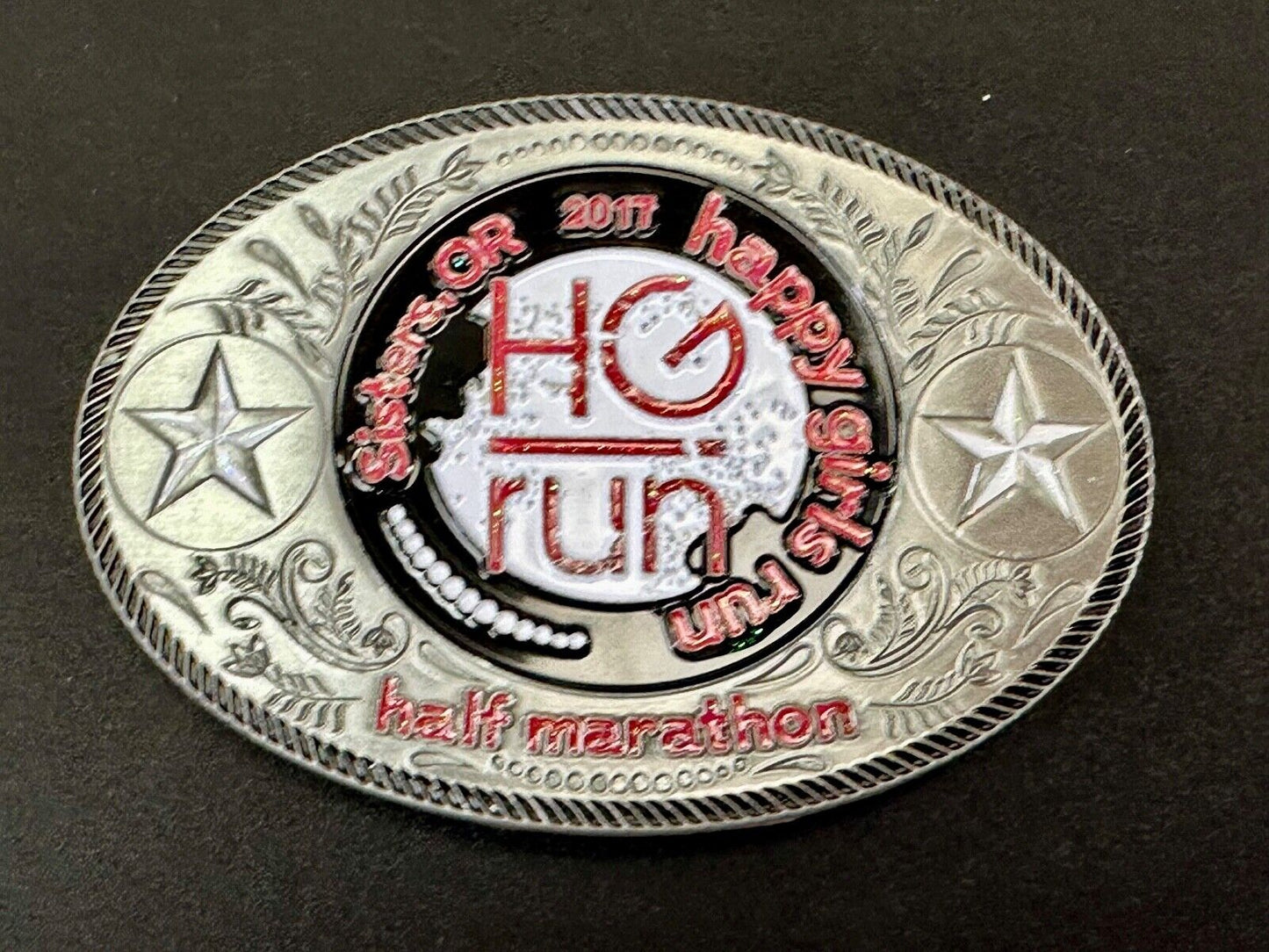 2020 Half Marathon award Happy Girls Sisters Run HG emblem belt buckle