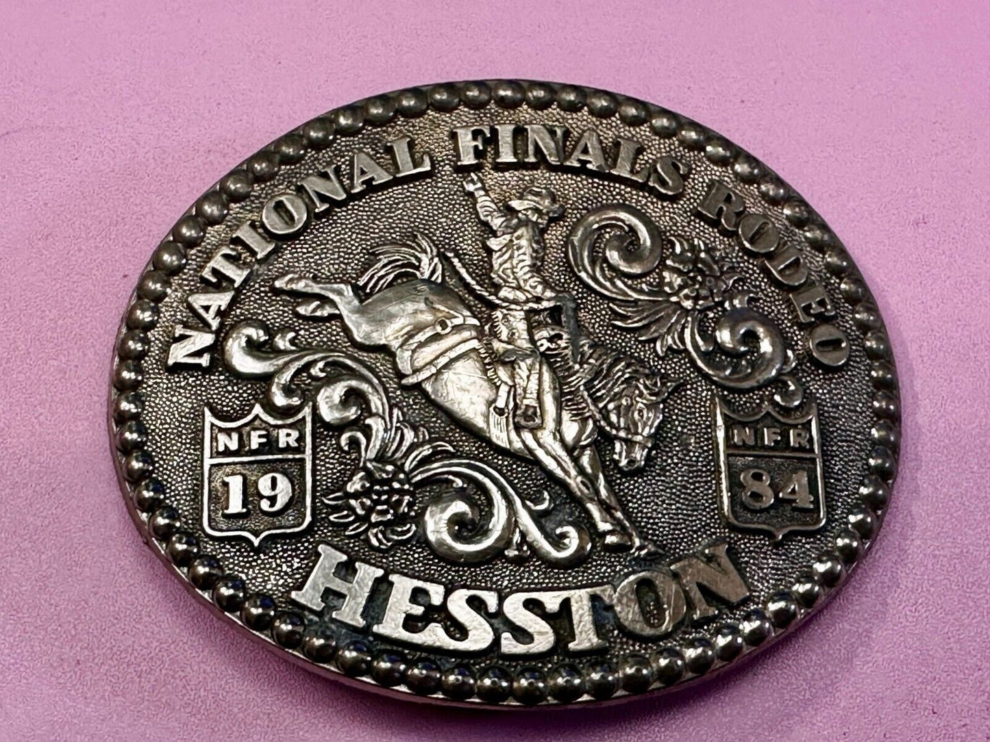 1984 Hesston NFR National Finals Rodeo Cowboys Western Commemorative Belt Buckle