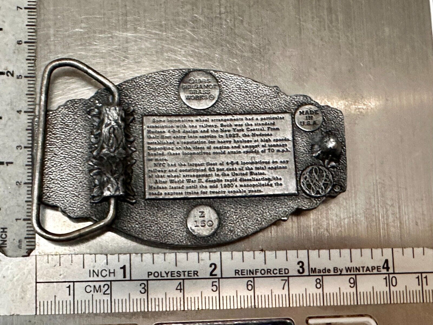 1985 New York Central Hudson Steam Locomotive belt buckle Bergamot Brass Works