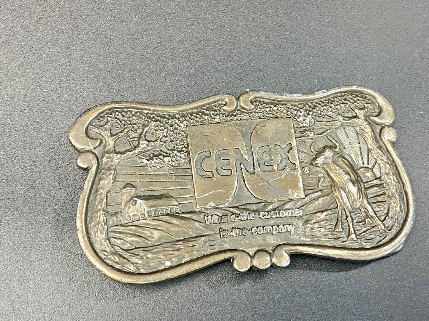 Vintage Belt Buckle CENEX The Customer is the company! Farmers Union Exchange