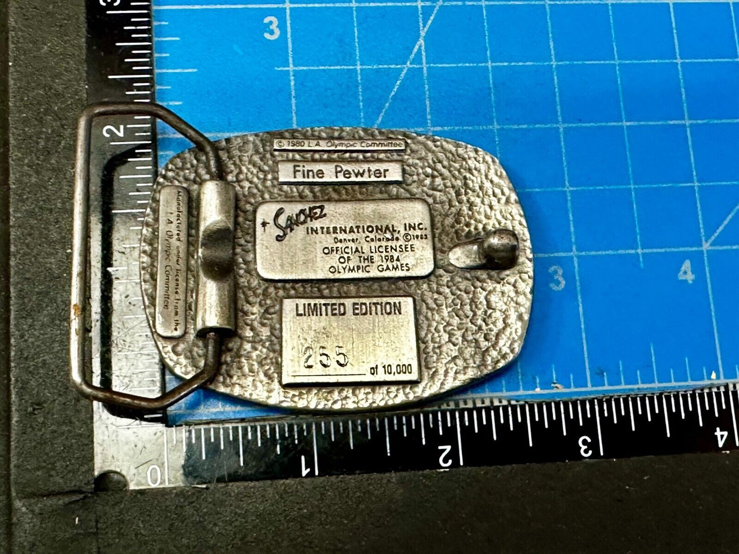 Baseball - 1984 Los Angeles Olympics Commemorative Pewter Sanchez Belt Buckle