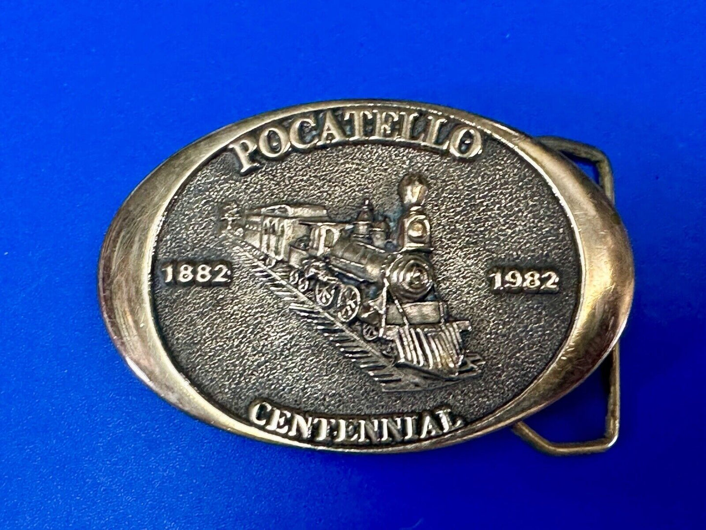 1982 Pocatello Idaho Train Centennial Solid Bronze Western Heritage Belt Buckle