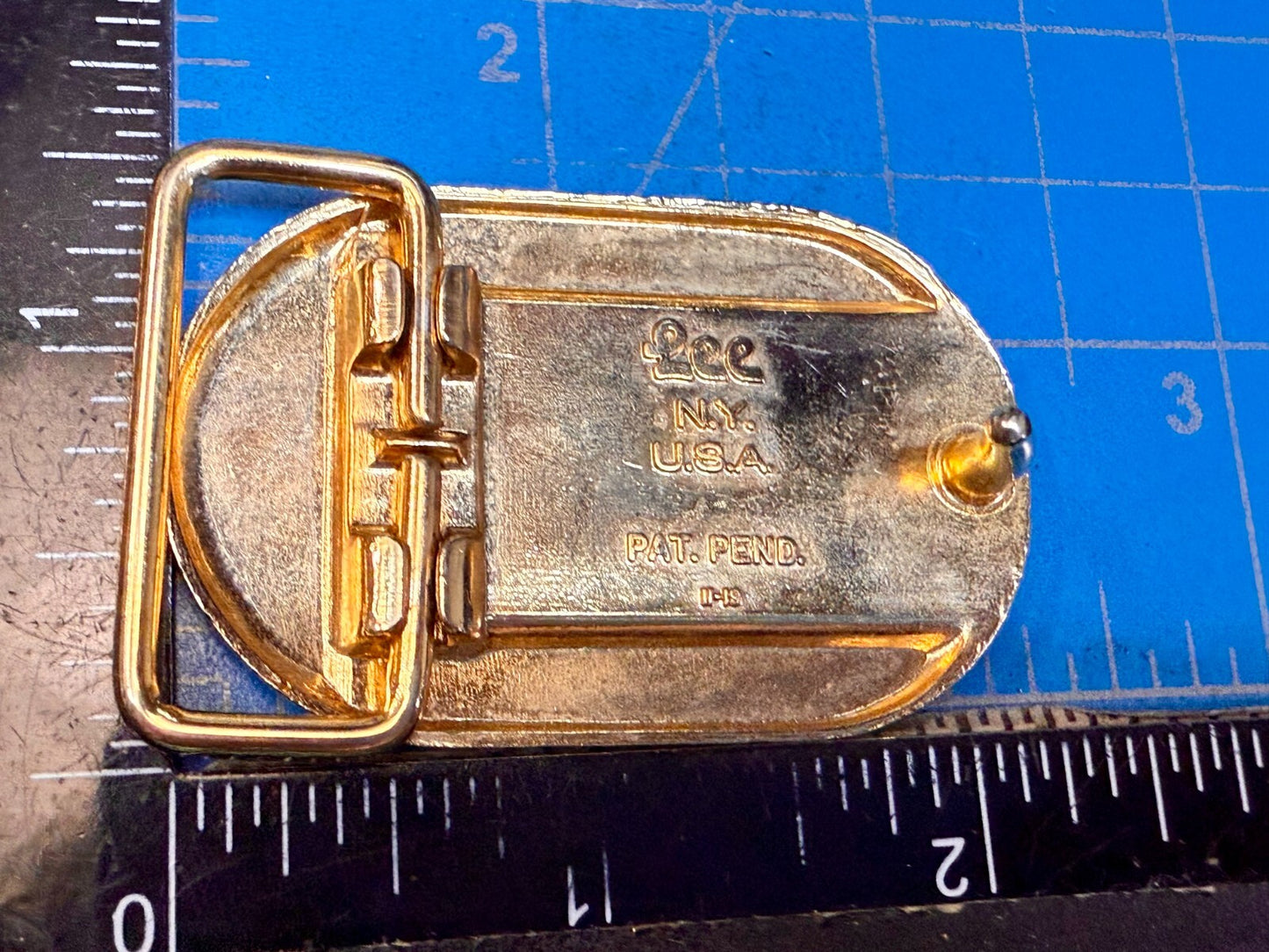Vintage Custom Initial Letter P Two Tone Lee N.Y Small Belt Buckle