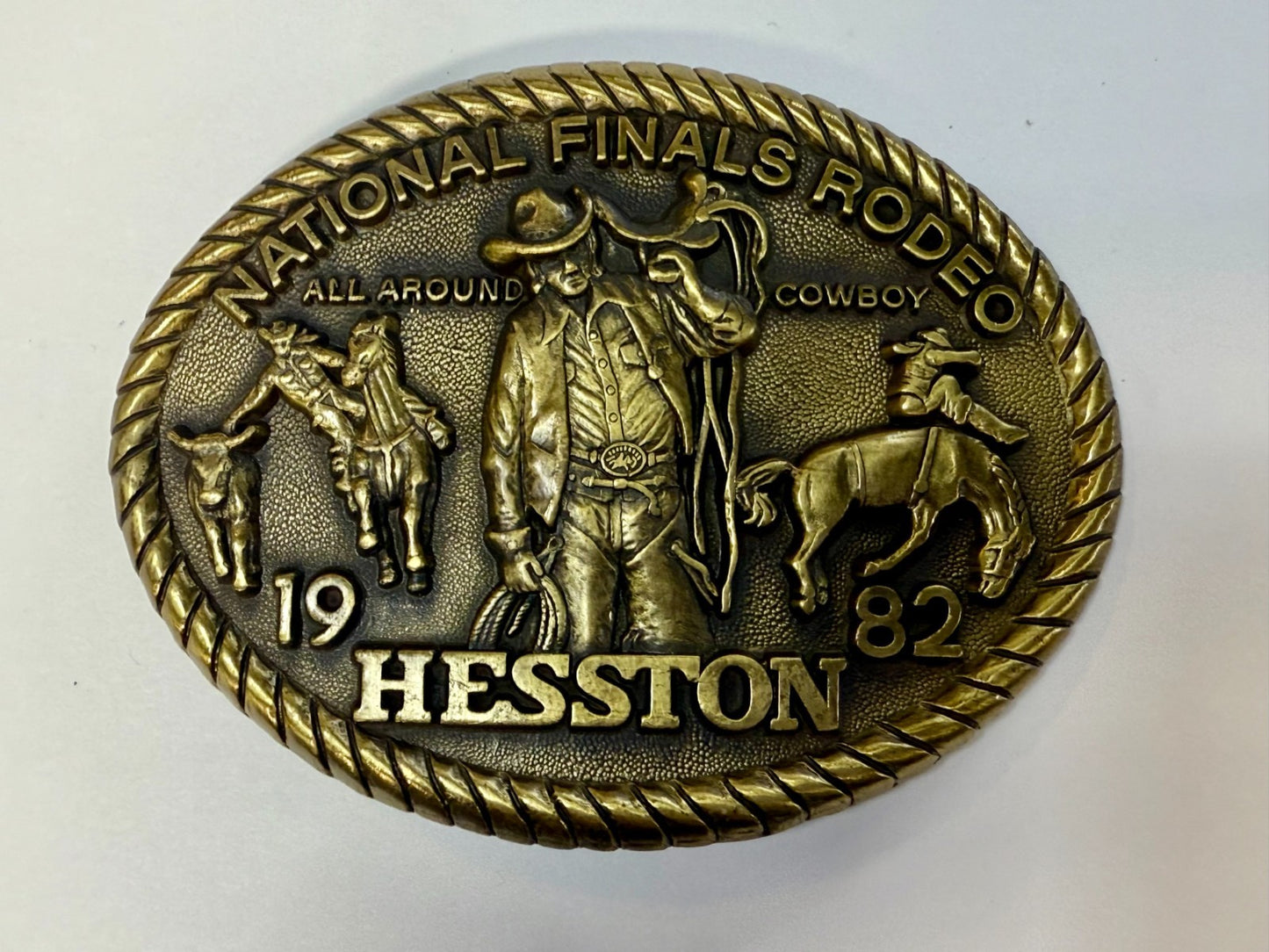 1982 Hesston NFR National Finals Rodeo All Around Cowboy Belt Buckle