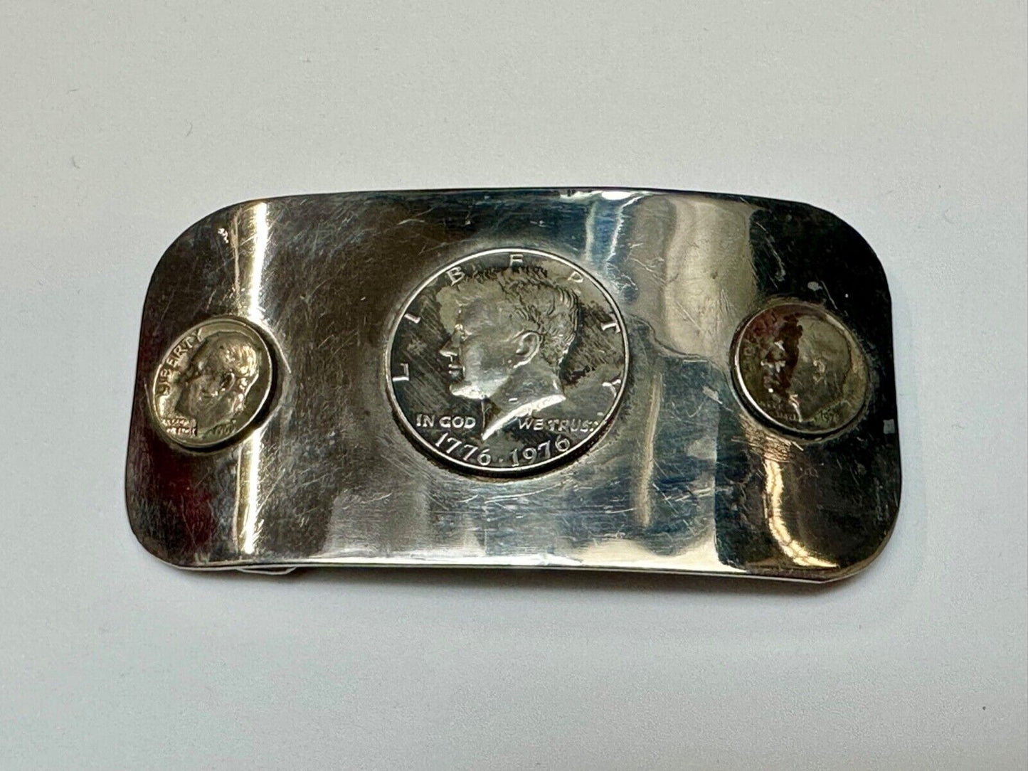 Artisan 3 coins Collectors Kennedy Liberty Half Dollar 1776-1976 69 belt buckle