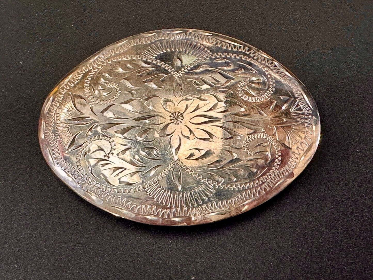Beautiful Western Flair 3.5" wide engraved oval belt buckle