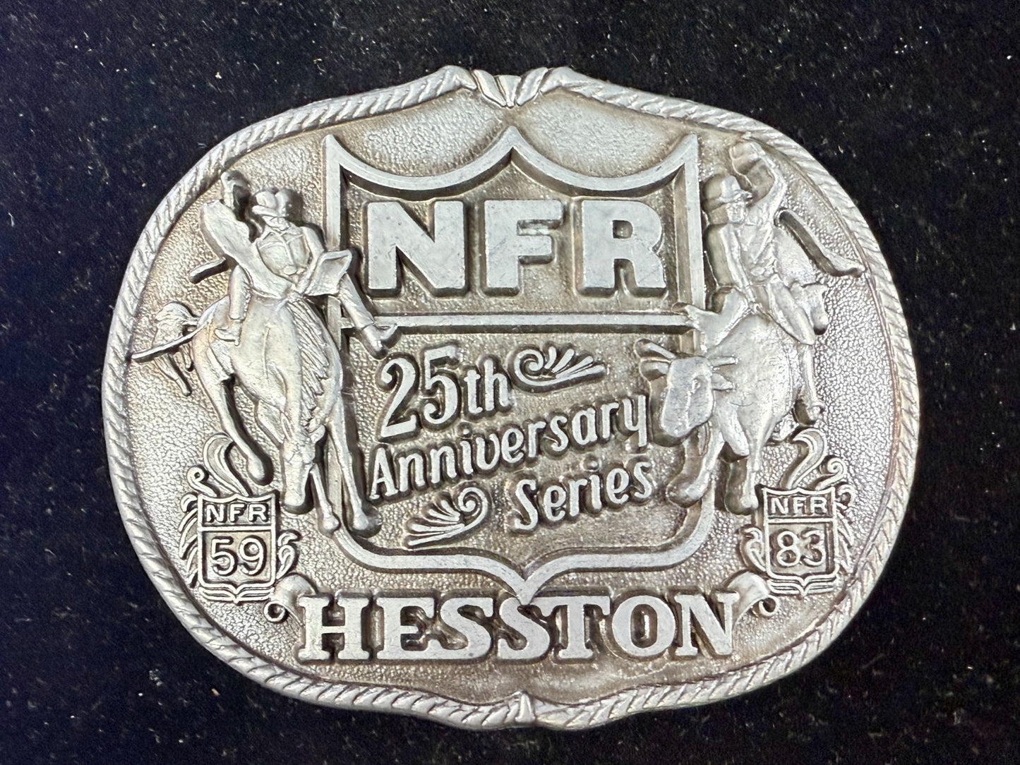 1983 Hesston Nfr National Finals Rodeo Cowboys 25Th Anniversary Belt Buckle