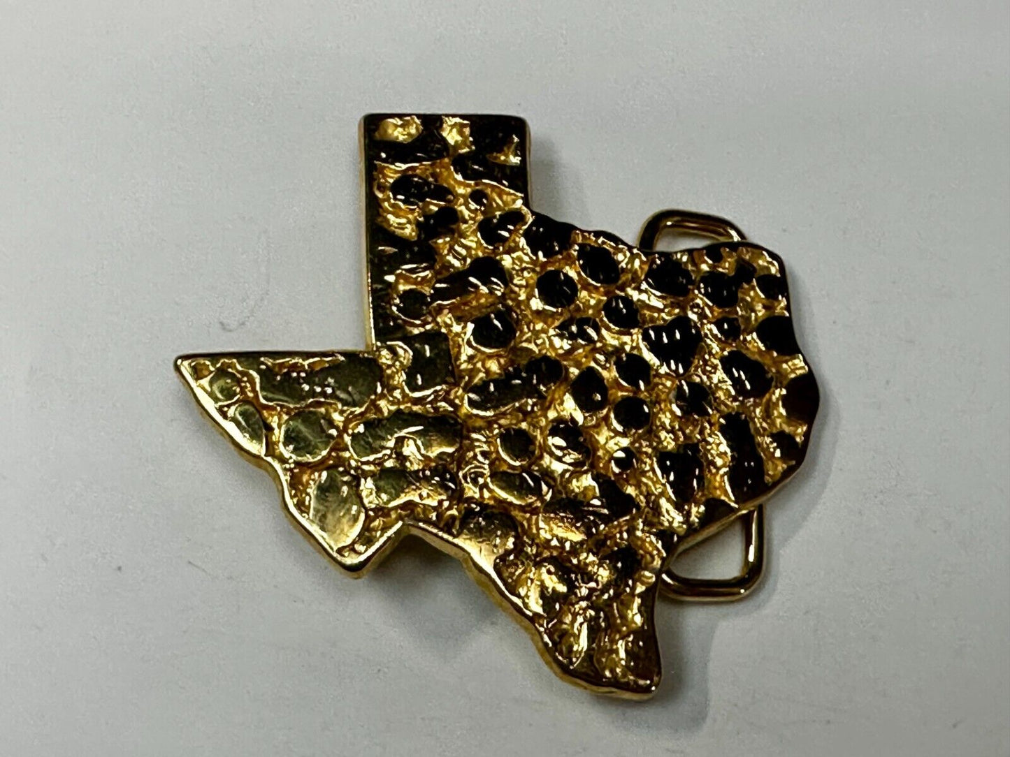 The Great State of Texas - Gold Color Cutout State Map Belt Buckle