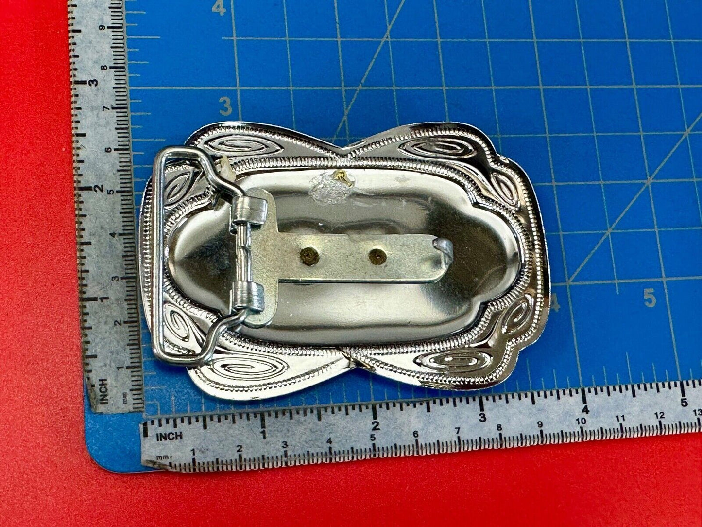 Beautiful NOS Horse head / lucky horseshoe - two tone reflective belt buckle