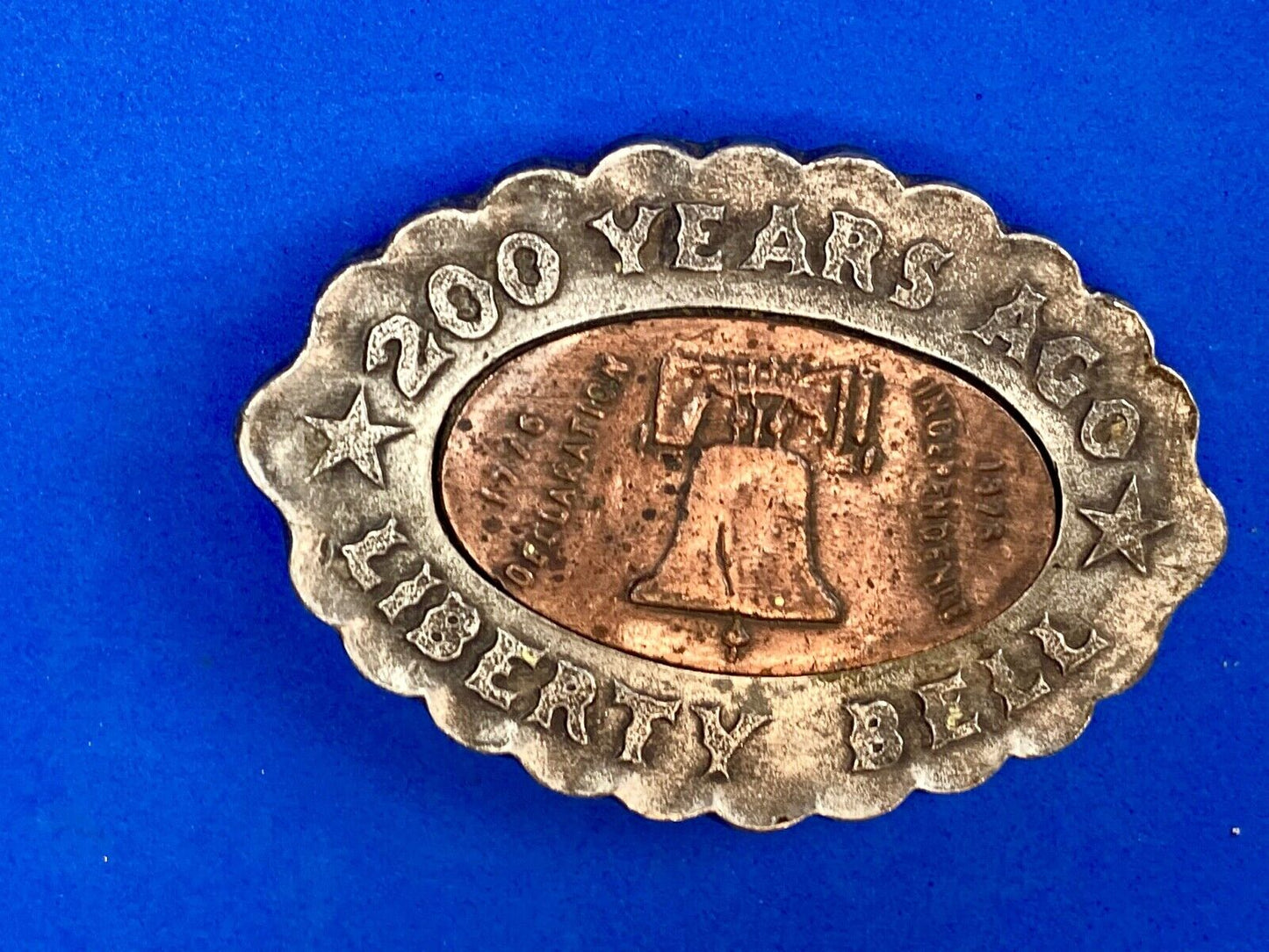 VINTAGE 200 Years Ago Liberty Bell Belt Buckle Bergamot Y-37