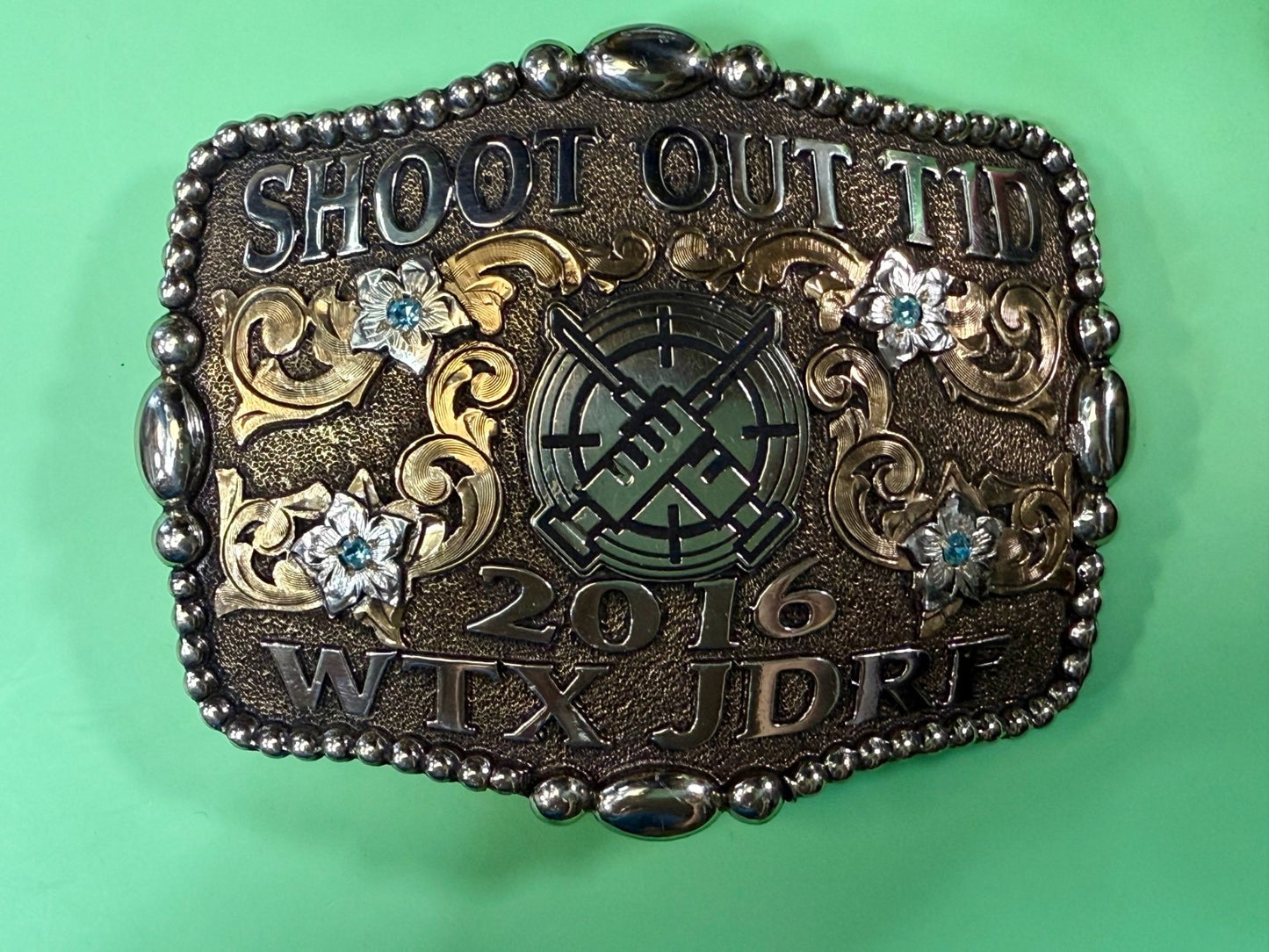 2016 WTX JDRF Budweiser Shootout NASCAR Trophy Molly's Custom Silver Belt Buckle