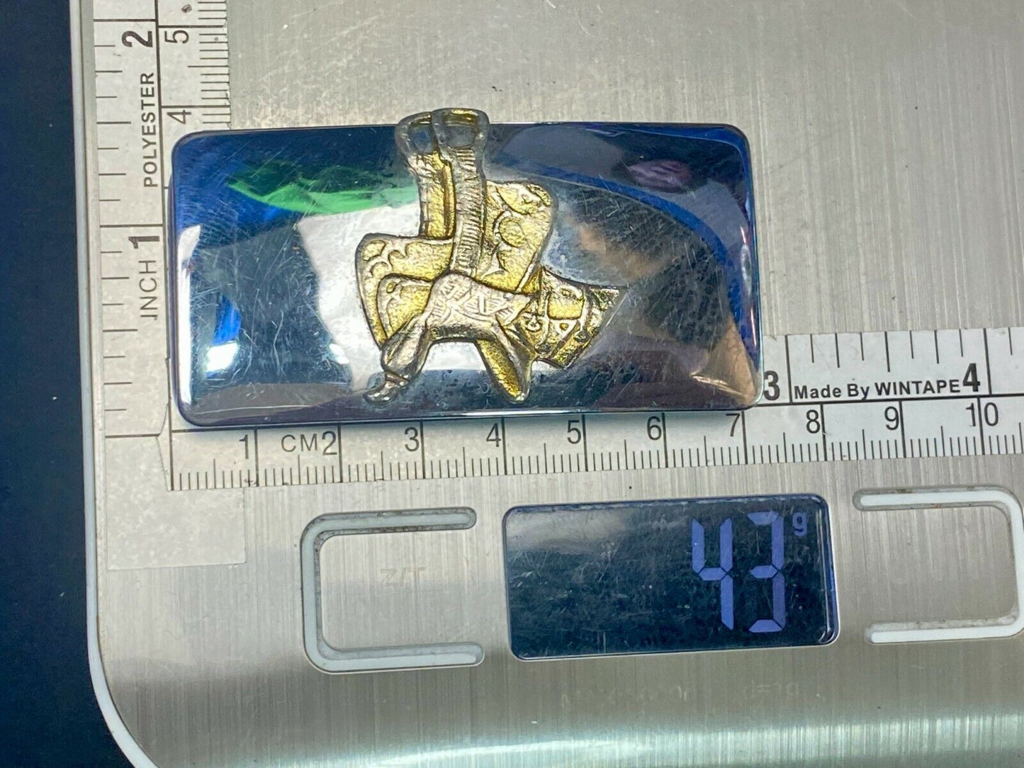 Usa Made Horse Saddle On Vintage Mixed Material Cowboy Belt Buckle