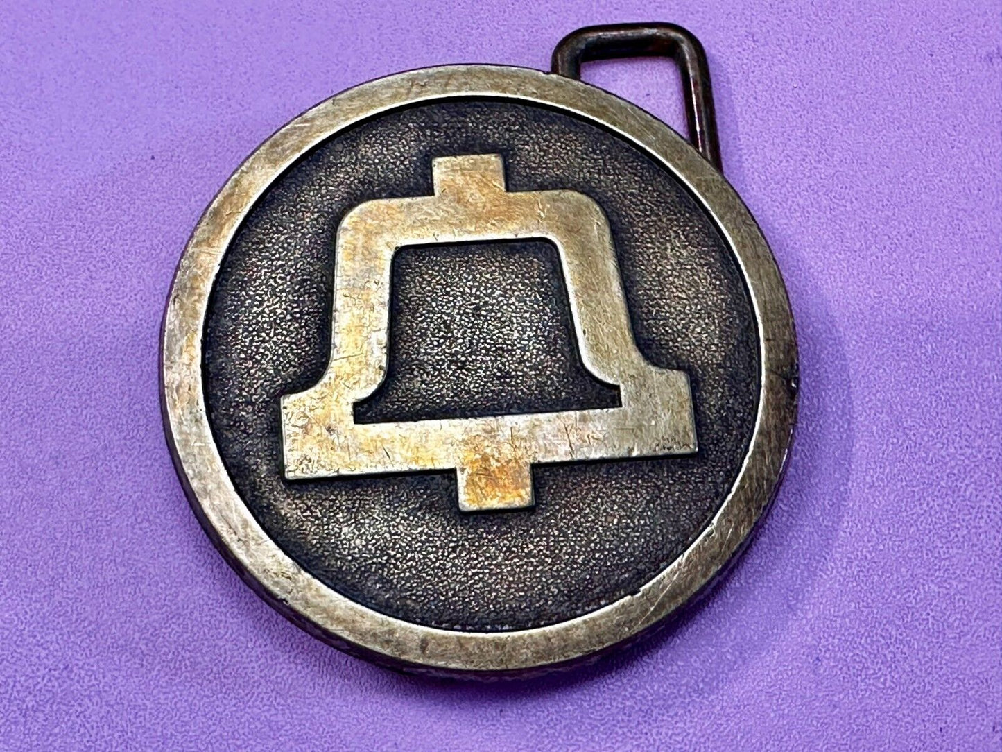 Bell Telephone Lineman Brass Tone Vintage round logo Belt Buckle