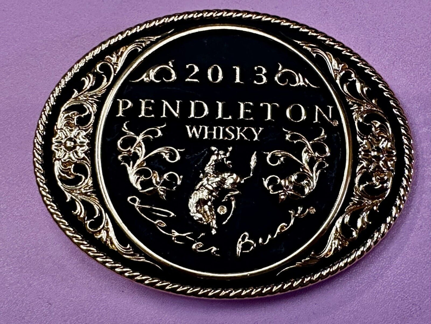2013 Pendleton Whiskey Let'er Buck Rodeo Cowboy Montana Silversmiths Belt Buckle