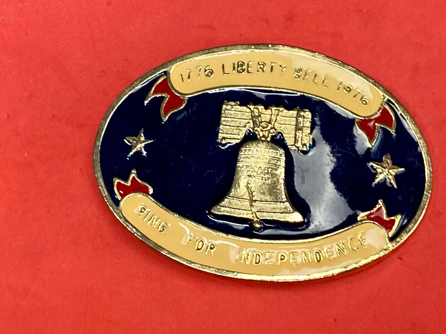 Bicentennial 1776-1976 Liberty Bell Ring for Independence gold tone Belt Buckle