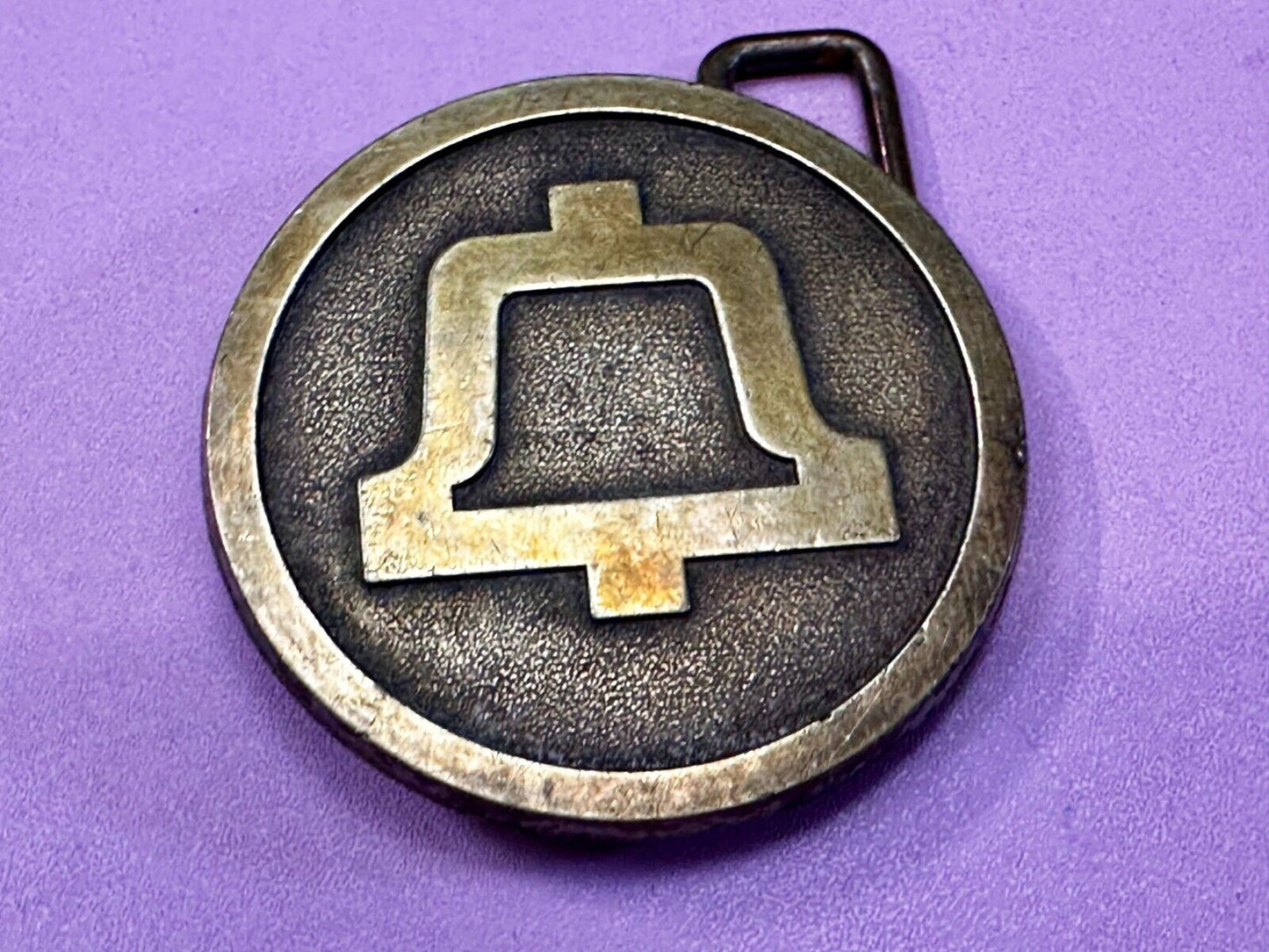 Bell Telephone Lineman Brass Tone Vintage round logo Belt Buckle