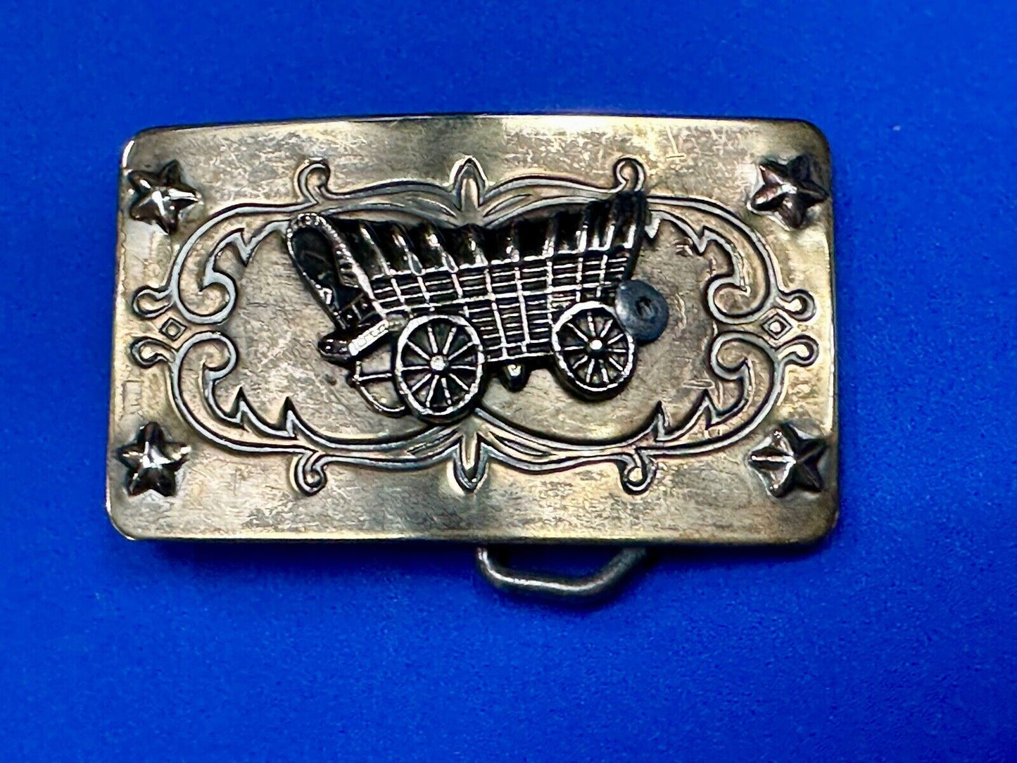 Vintage Covered Wagon Ornate belt buckle to restore