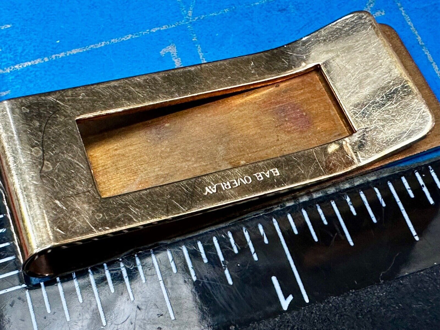 Vintage B.A.Ballou Gold B.A.B. Overlay Engraved Money Clip Holder