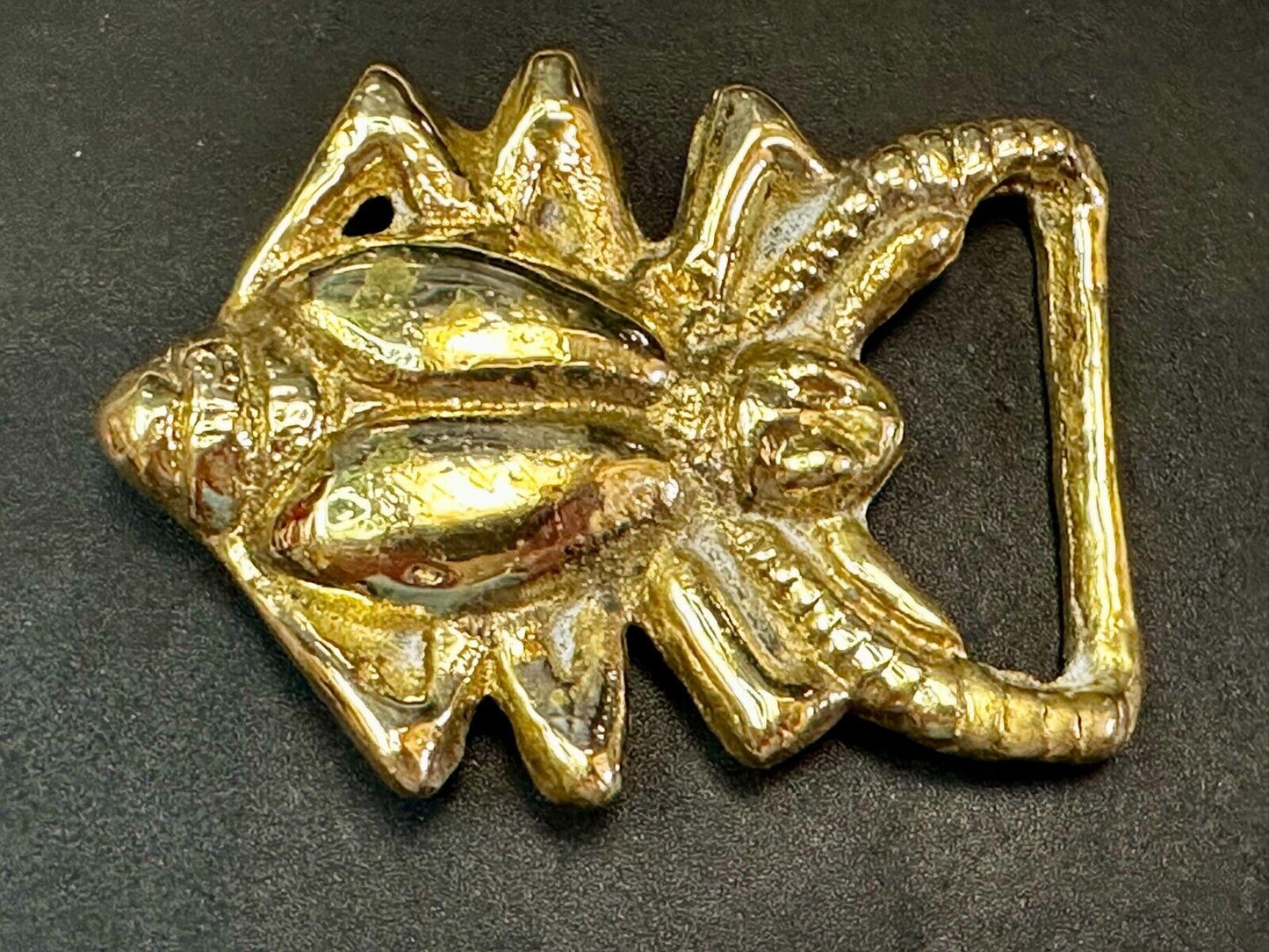 Unique Cricket Bug Insects Gold Tone Vintage Figural Hippy Vibe Belt Buckle