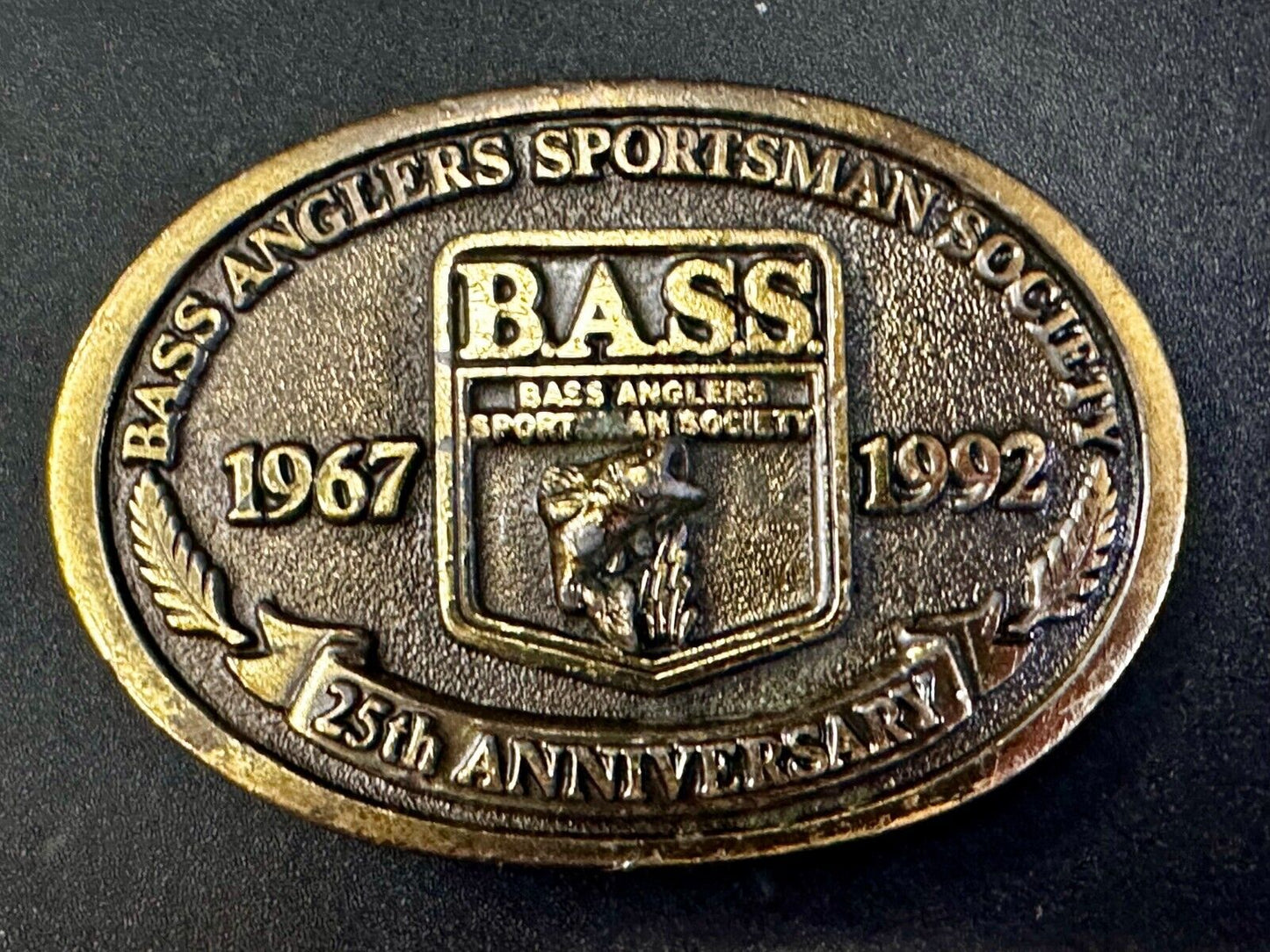 1992 Bass Anglers Sportsman Society Club 25th Anniversary Fishing Belt Buckle
