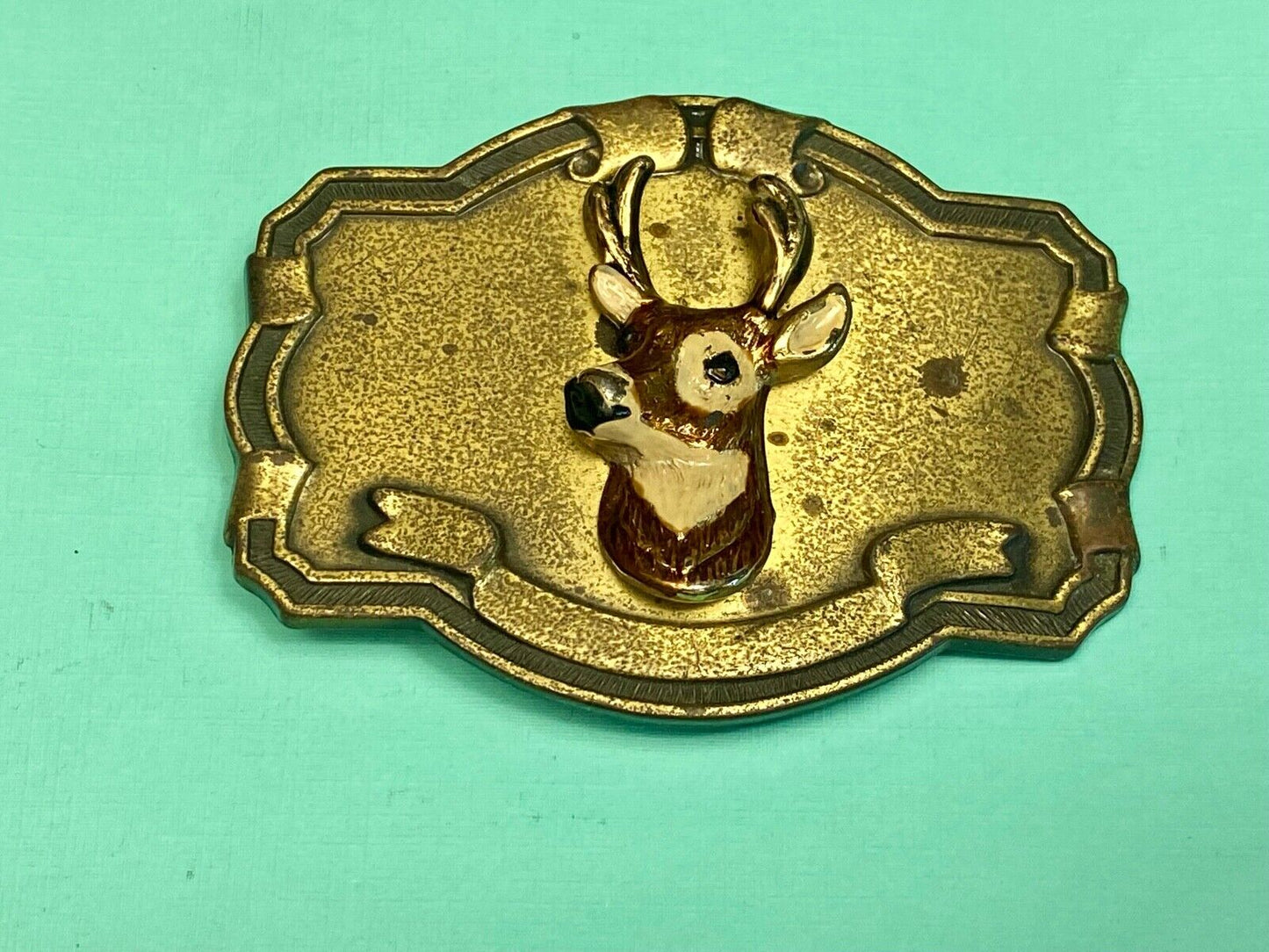 Vintage DEER Head Bust on wall! in western framed belt buckle