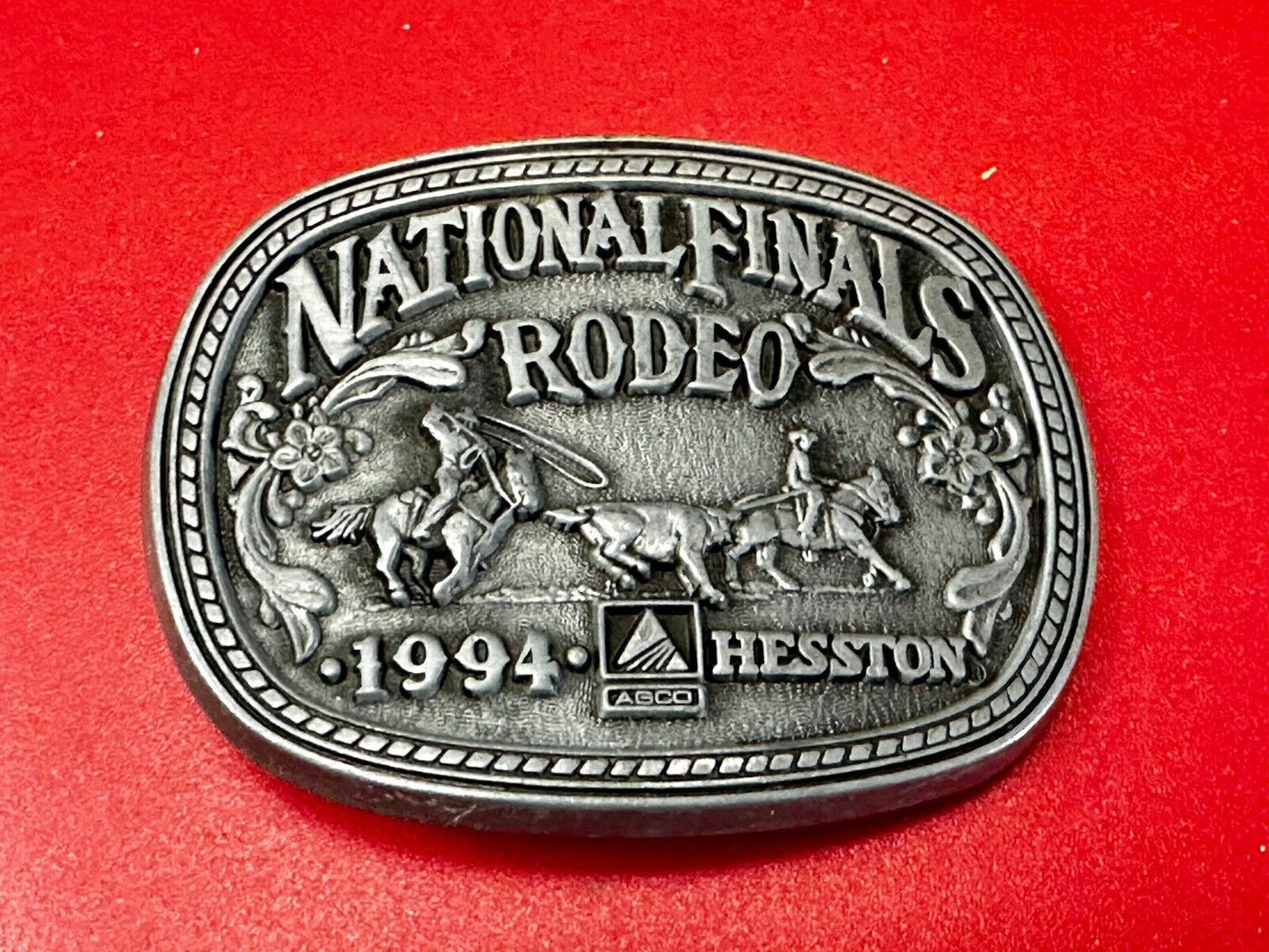 1994 NFR National Finals Rodeo NOS Youth Size Hesston Commemorative Belt Buckle