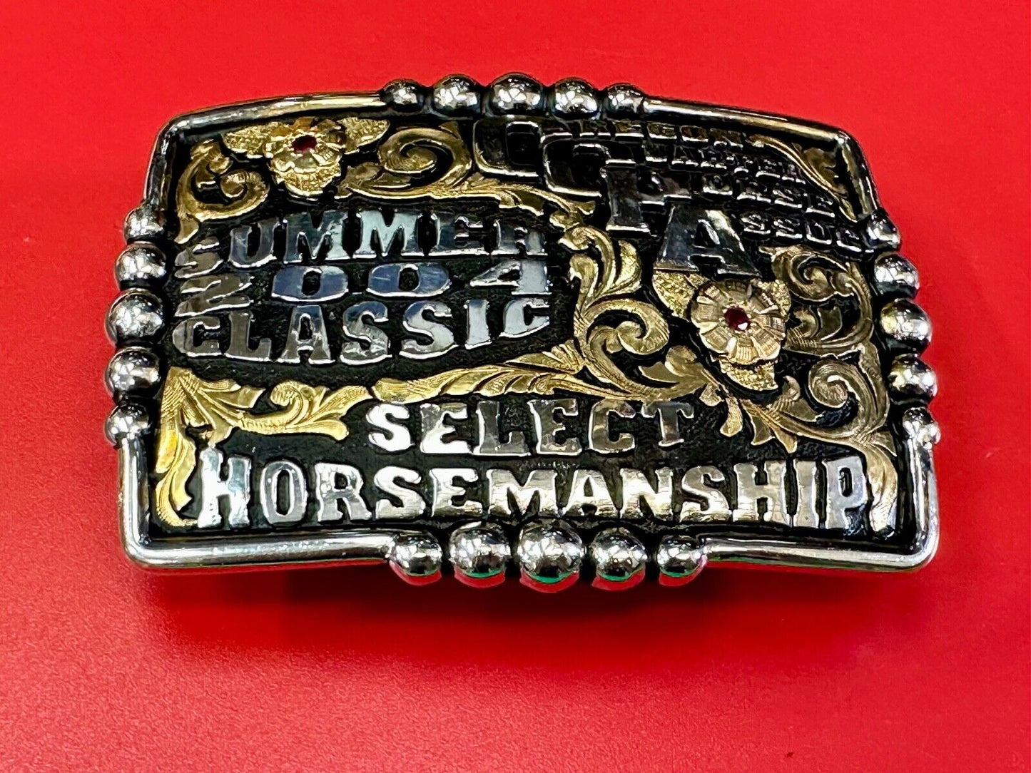 2004 Classic Select horsemanship CQHA Trophy belt buckle by Bob Berg