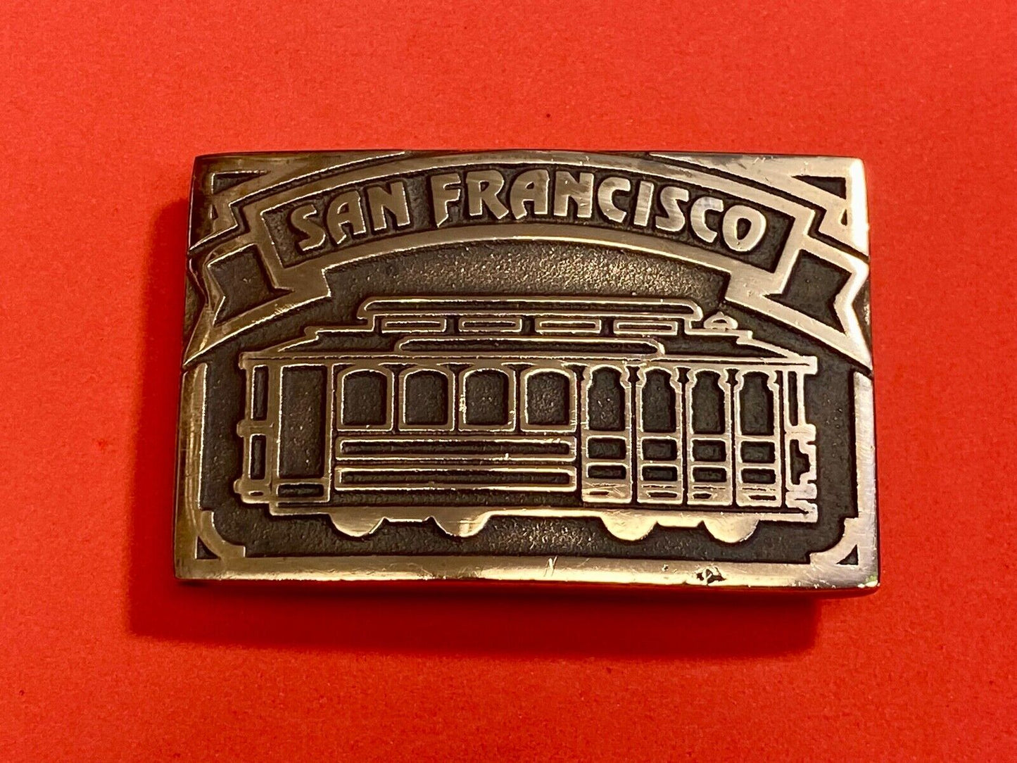 The San Francisco Cable Car - Vintage Brass Heavy Belt Buckle Stamped Ub