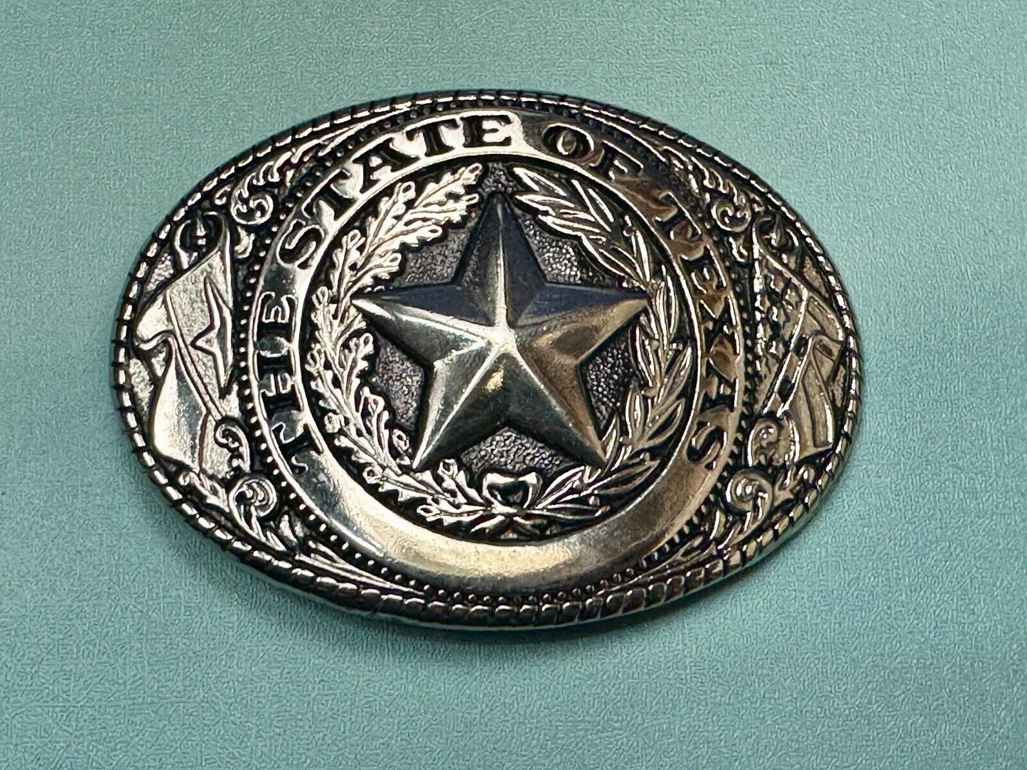 The Great State of Texas - Tx Star, Flag western light gold color belt buckle
