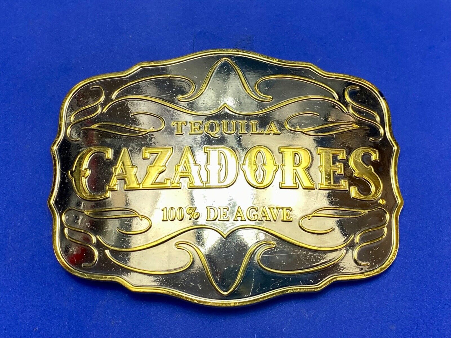 TEQUILA CAZADORES 100% DE AGAVE BELT BUCKLE RARE ADVERTISING OVERSIZED, HUGE!